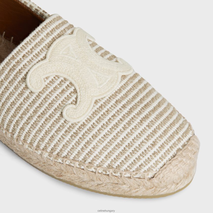 cipő CELINE les espadrilles csíkos vászonban és hímzett foltban bézs/ekrü nők J6P488974