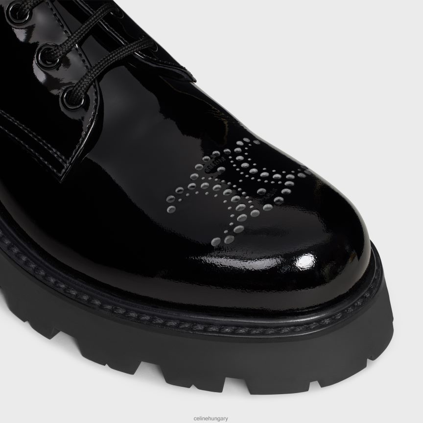 cipő CELINE triomphe rangers derby perforált triumfával, patent borjúbőrből fekete nők J6P488921
