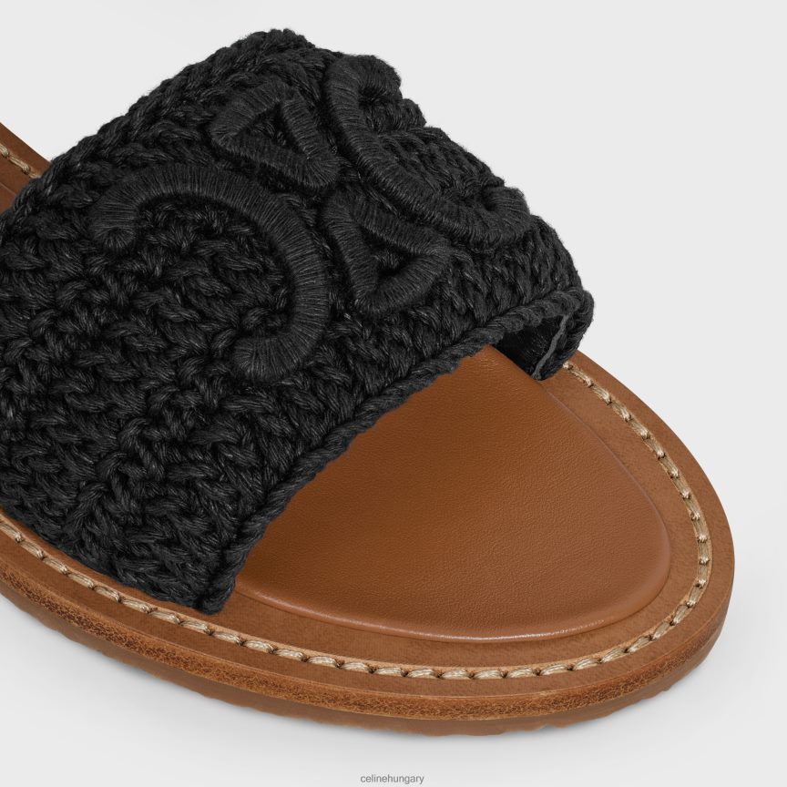 cipő CELINE Lympia szandál triomphe maccrame pamutból és borjúbőrből fekete nők J6P488935