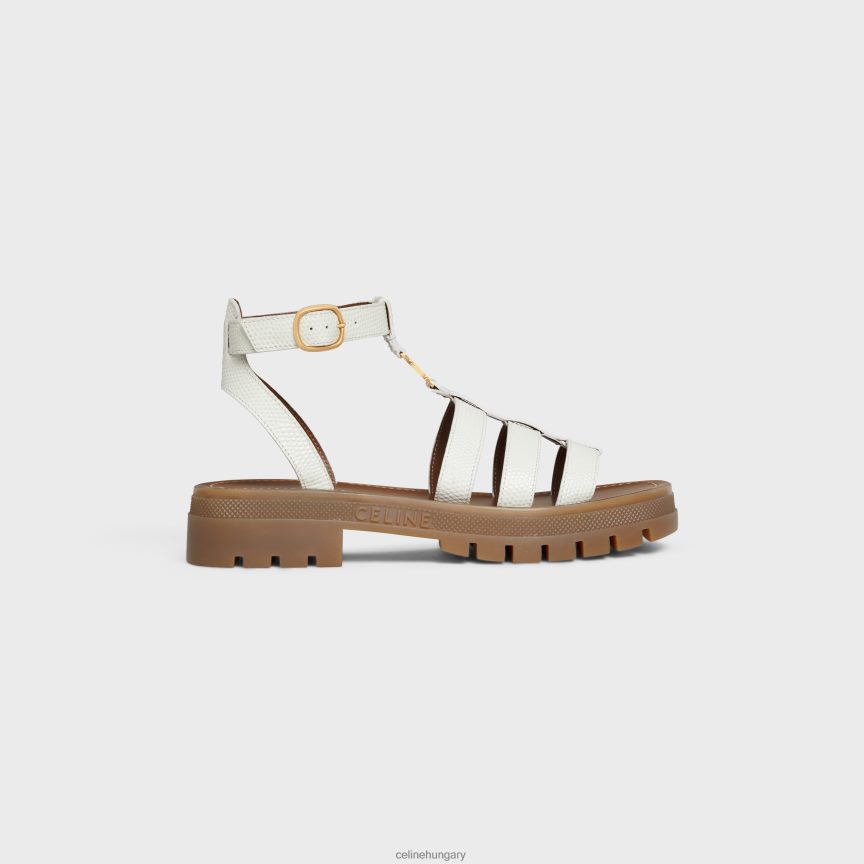 cipő CELINE clea triomphe gladiátor szandál gyíkbélyegzett borjúbőrből halványsárga nők J6P488938