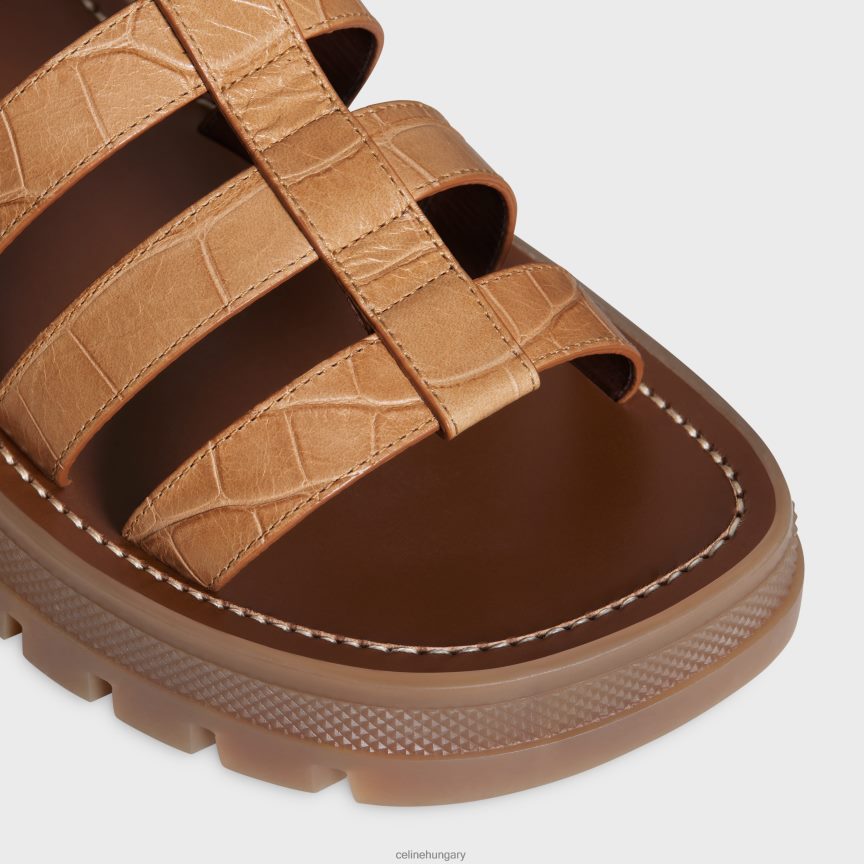 cipő CELINE clea triomphe gladiátor szandál krokodilbélyegzett borjúbőrből könnyű karamell nők J6P488988