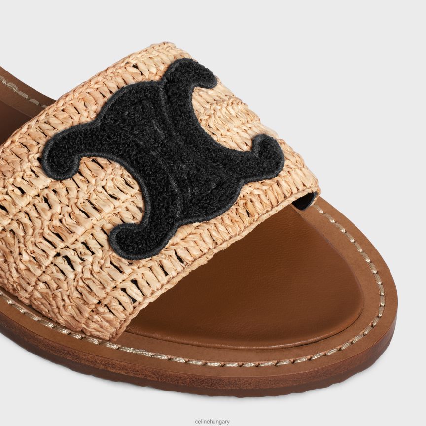 cipő CELINE lympia lapos pántos szandál rafiából és borjúbőrből bézs/fekete nők J6P488986