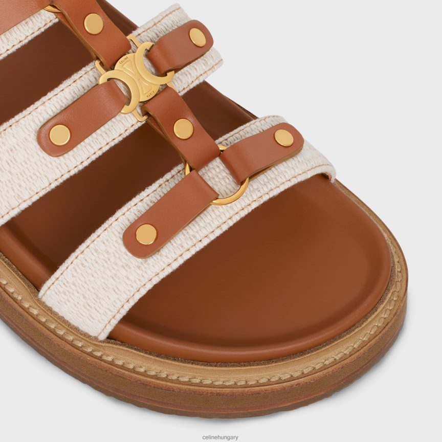 cipő CELINE tipi csúszda vászonból és borjúbőrből természetes/barna nők J6P488939