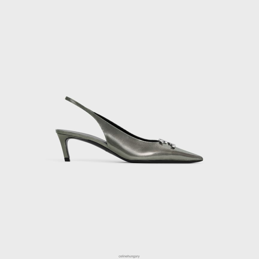 cipő CELINE Alma triomphe slingback grafikai fémezett borjúbőrből antracit nők J6P488918