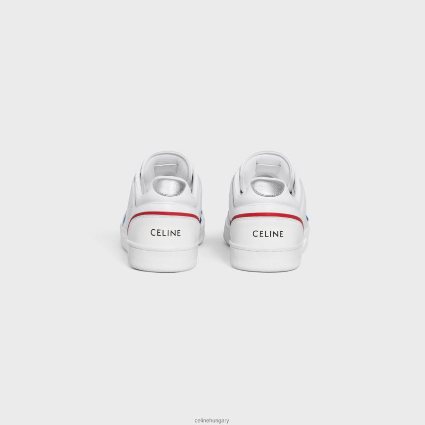 cipő CELINE ct-10 edzőcipő alacsony fűzős tornacipő borjúbőrből, laminált borjúbőrből és velúr borjúbőrből optika fehér/kék/piros/ezüst nők J6P488948