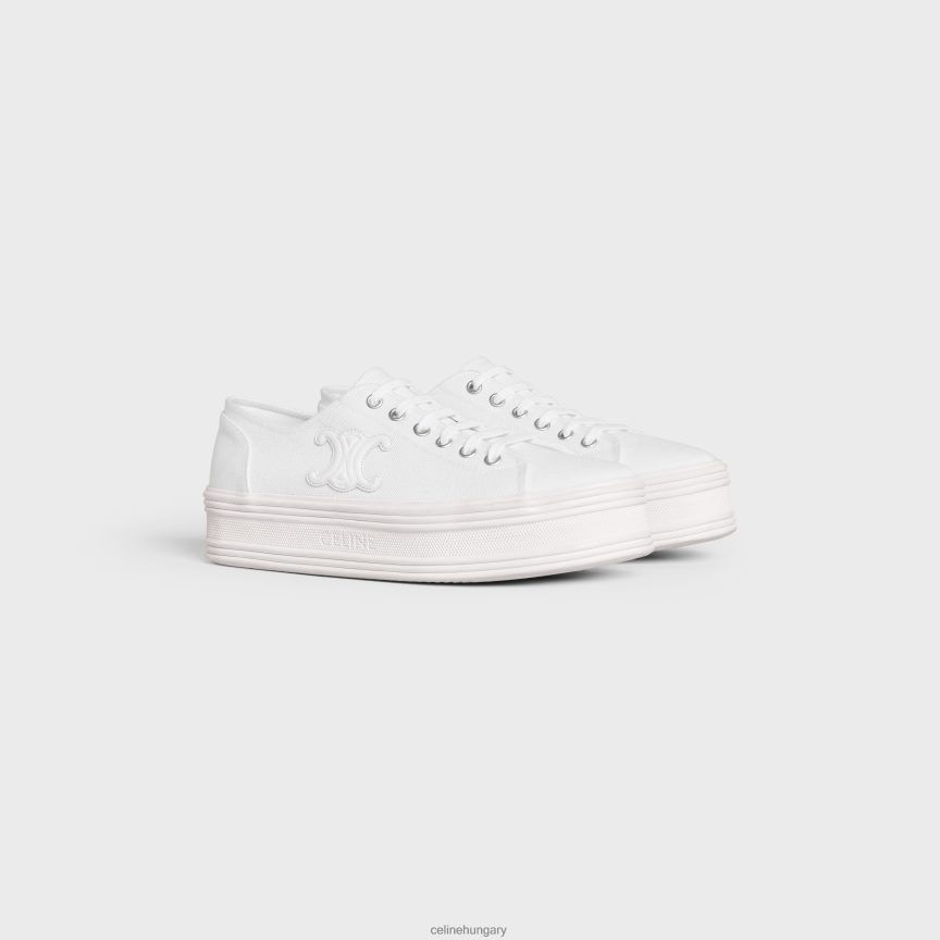 cipő CELINE jane alacsony fűzős tornacipő vászonból és borjúbőrből optika fehér nők J6P488949