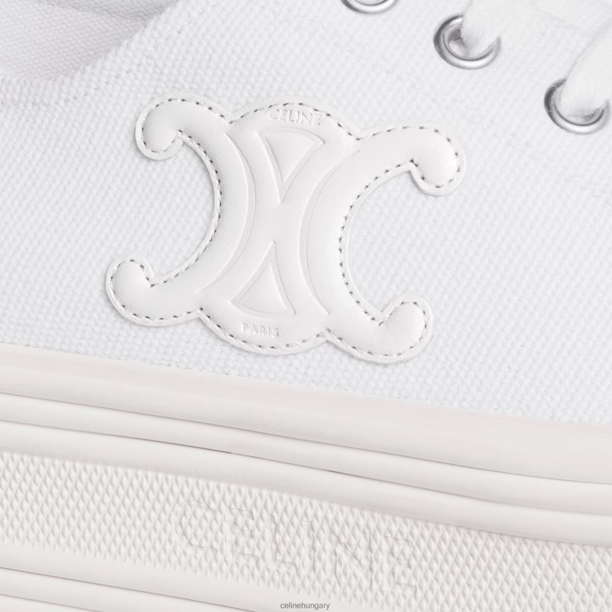cipő CELINE jane alacsony fűzős tornacipő vászonból és borjúbőrből optika fehér nők J6P488949