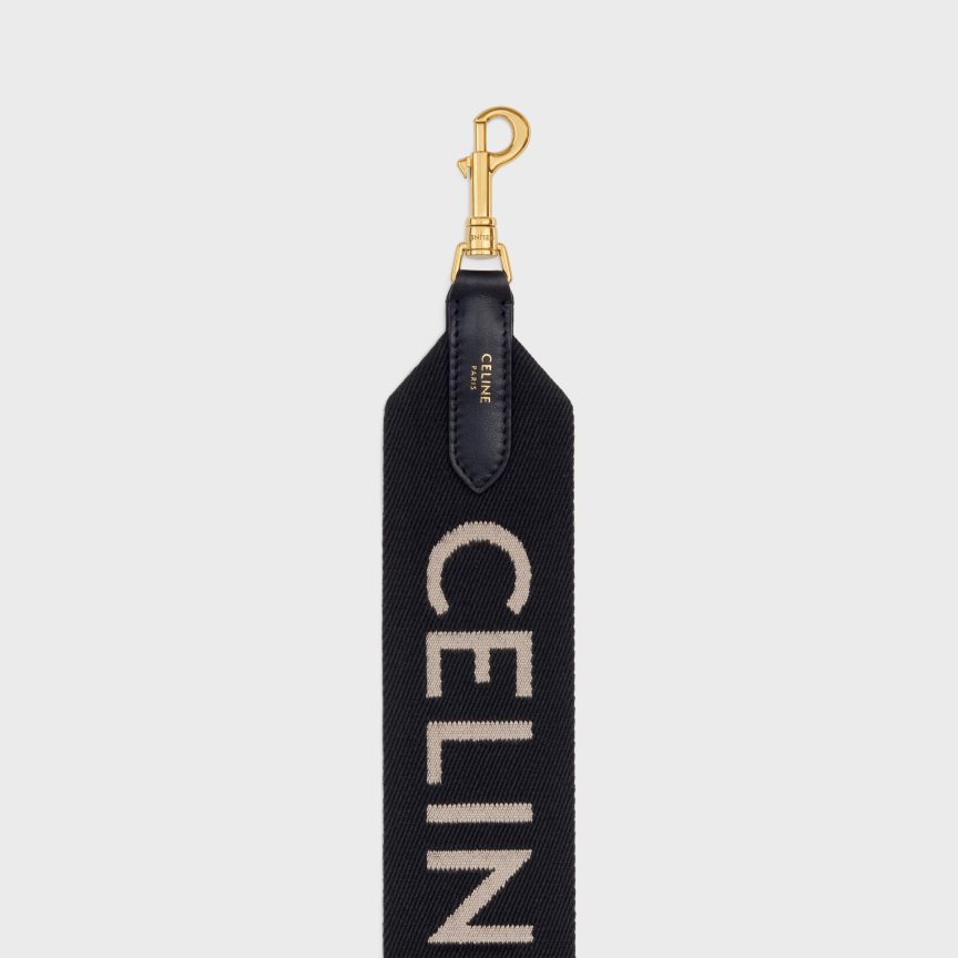 kiegészítők CELINE hosszú gyapjúpánt, jacquard fekete-fehér nők J6P488514