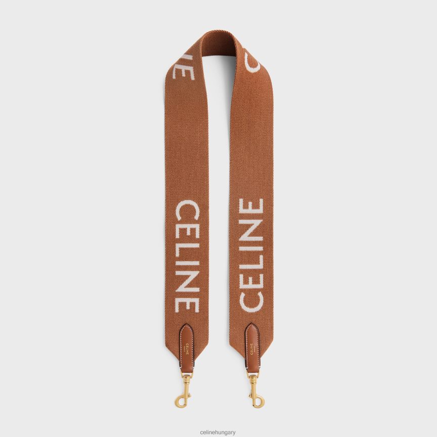 kiegészítők CELINE hosszú gyapjú szíj, jacquard arany bevonattal barna/fehér nők J6P488516