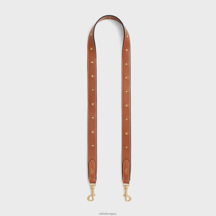 kiegészítők CELINE hosszú pánt sima borjúbőrből, arany bevonatú triumph szegecsekkel Cser nők J6P488521