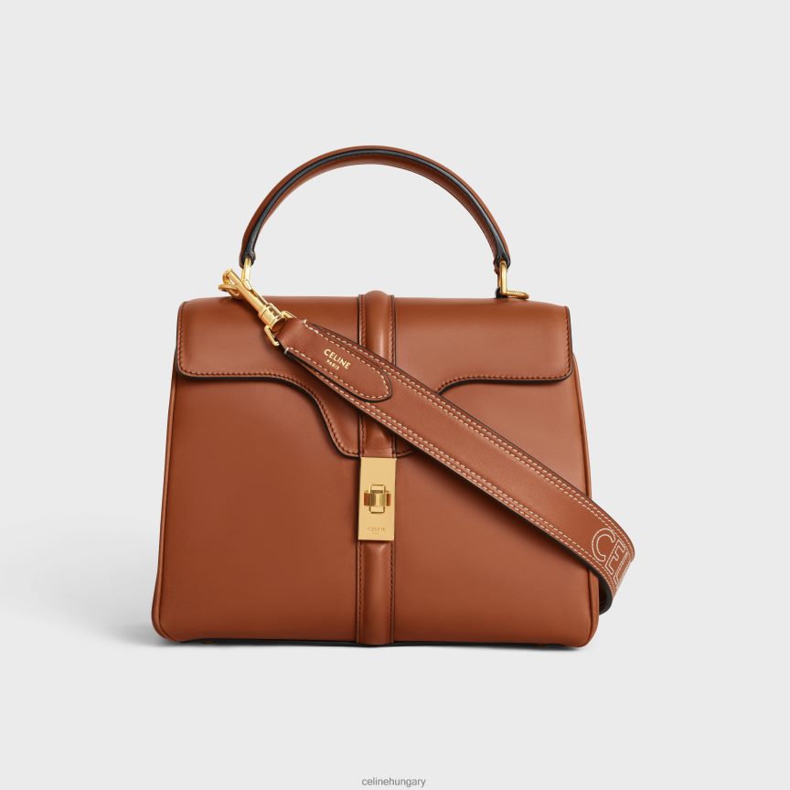 kiegészítők CELINE hosszú pánt sima borjúbőrből, arany díszítéssel Cser nők J6P488520