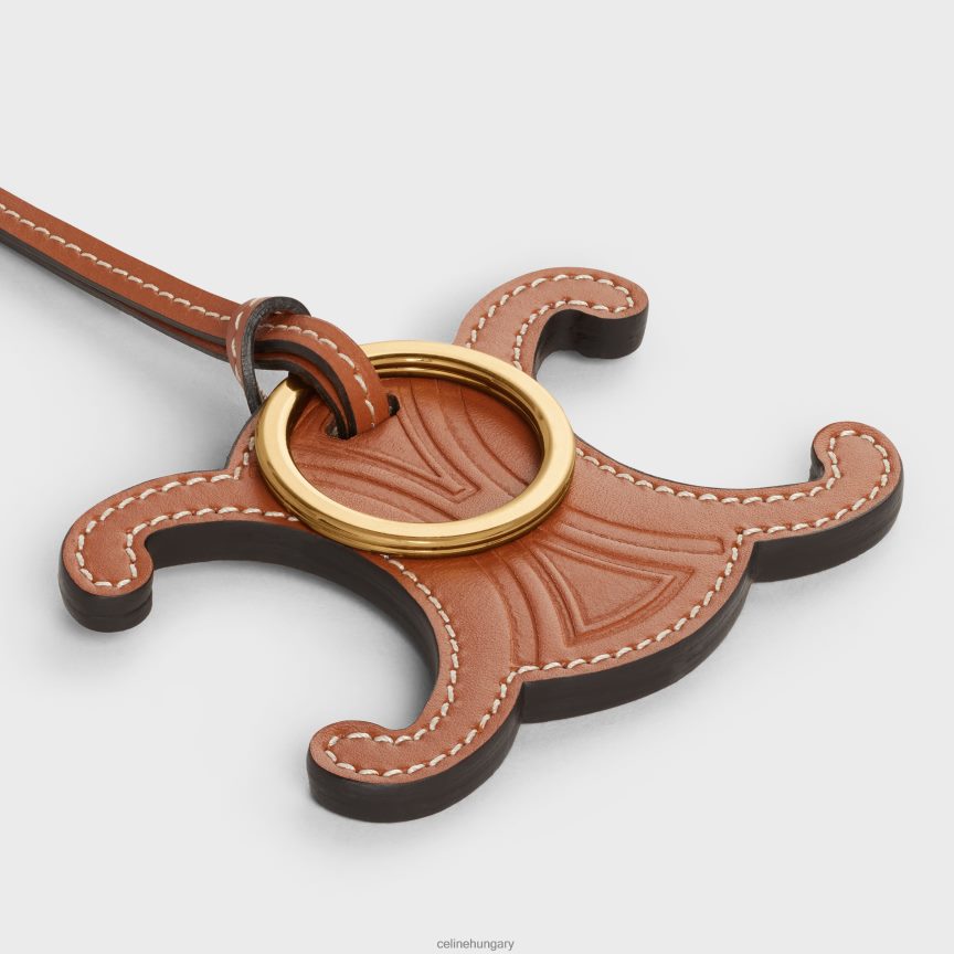 kiegészítők CELINE triomphe kulcstartó bűbáj sima borjúbőrből, arany bevonattal Cser nők J6P488526