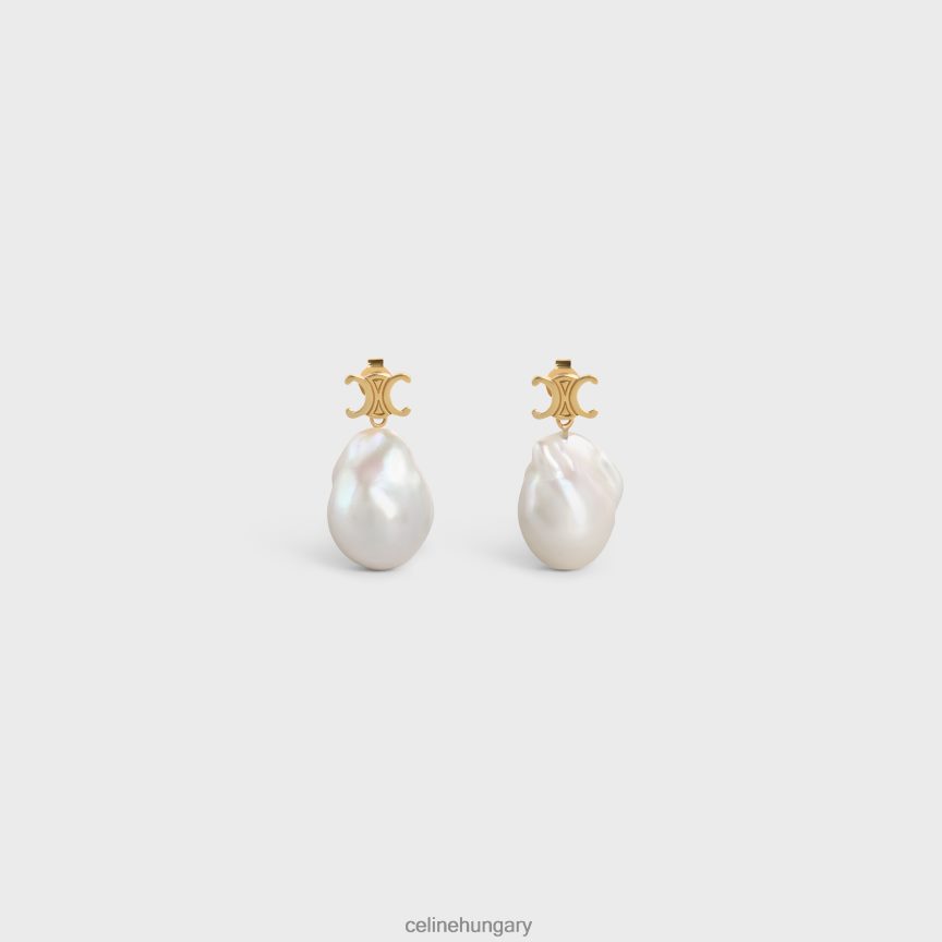 kiegészítők CELINE Barokk diadalfülbevaló sárgarézből arany bevonattal és tenyésztett gyöngyökkel arany / elefántcsont nők J6P4881273