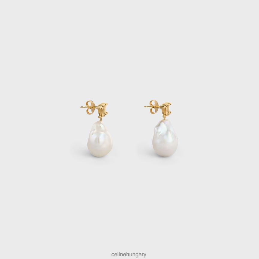 kiegészítők CELINE Barokk diadalfülbevaló sárgarézből arany bevonattal és tenyésztett gyöngyökkel arany / elefántcsont nők J6P4881273