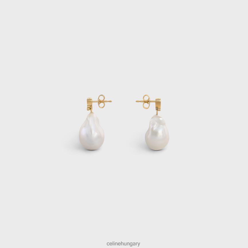 kiegészítők CELINE Barokk diadalfülbevaló sárgarézből arany bevonattal és tenyésztett gyöngyökkel arany / elefántcsont nők J6P4881273