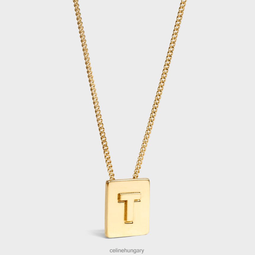 kiegészítők CELINE ábécé t sárgaréz nyaklánc bevonattal Arany nők J6P4881343