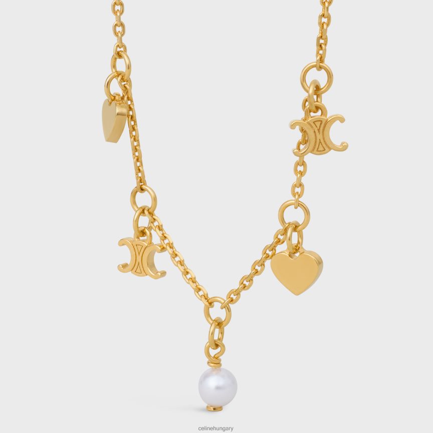 kiegészítők CELINE coeur charms sárgaréz karkötő arany bevonattal és gyanta gyöngyökkel arany / elefántcsont nők J6P4881364