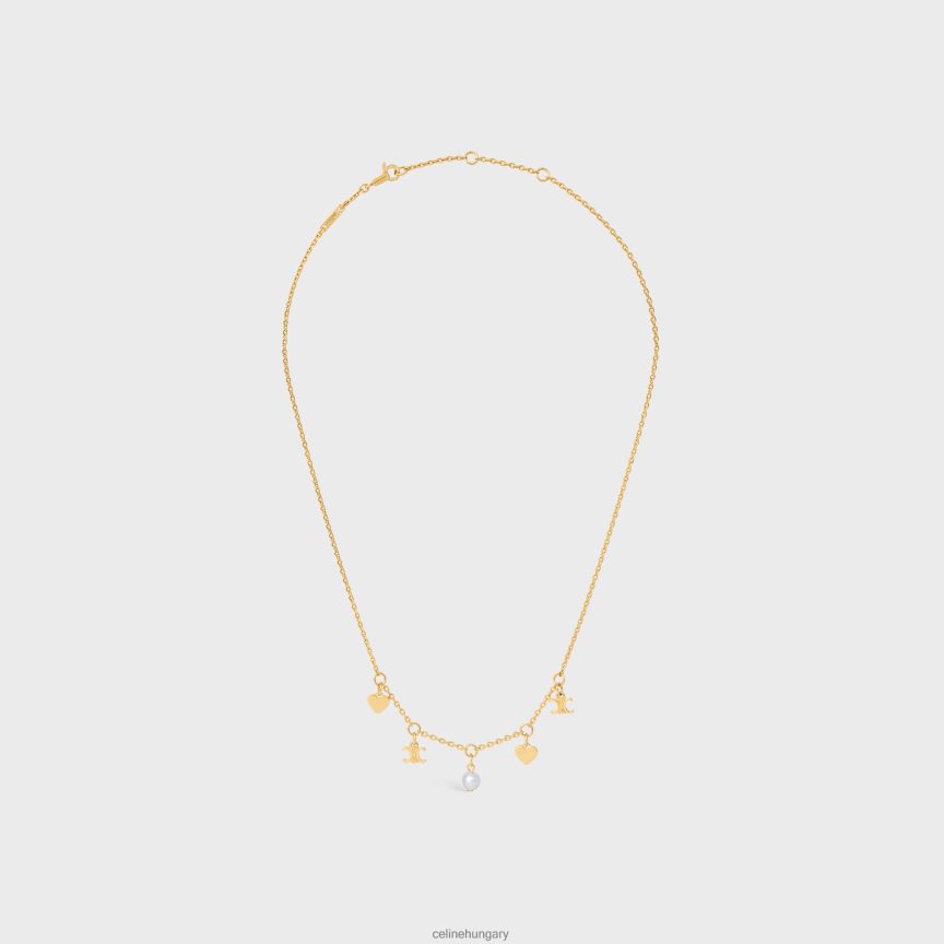 kiegészítők CELINE coeur charms sárgaréz nyaklánc arany bevonattal és gyanta gyöngyökkel arany / elefántcsont nők J6P4881356