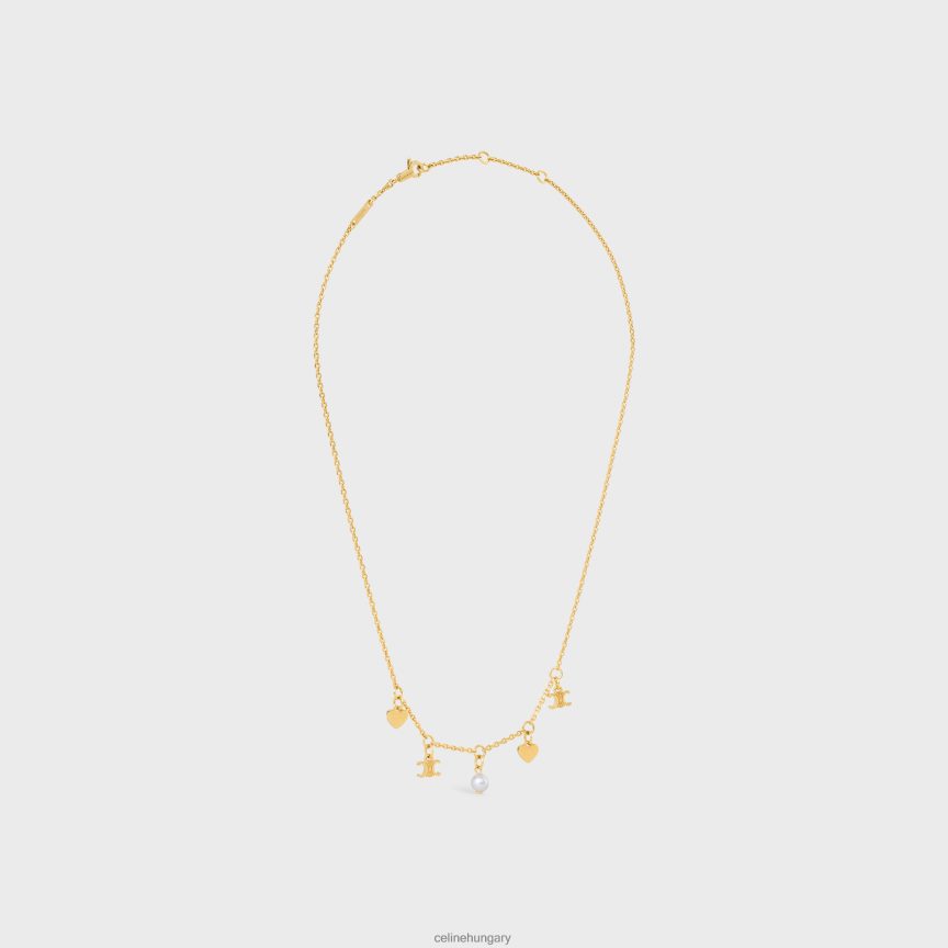 kiegészítők CELINE coeur charms sárgaréz nyaklánc arany bevonattal és gyanta gyöngyökkel arany / elefántcsont nők J6P4881356