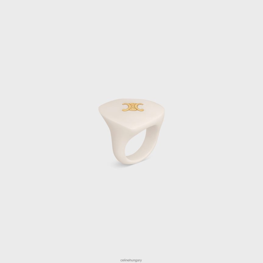 kiegészítők CELINE coeur triomphe gyűrű sárgarézből arany bevonattal és gyantával arany / elefántcsont nők J6P4881259