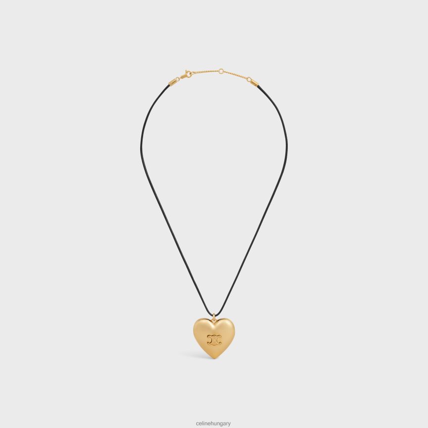 kiegészítők CELINE coeur triomphe nyaklánc sárgarézből, arany bevonattal és pamuttal arany/fekete nők J6P4881255