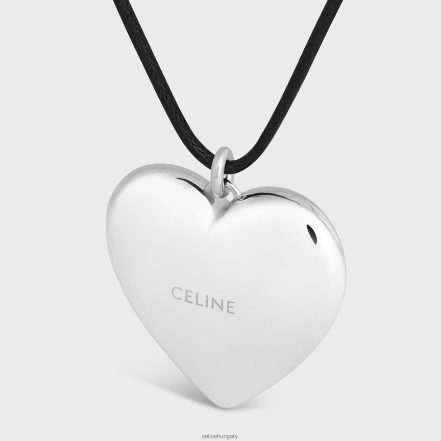 kiegészítők CELINE coeur triomphe nyaklánc sárgarézből ródium bevonattal és pamuttal ezüst/fekete nők J6P4881256