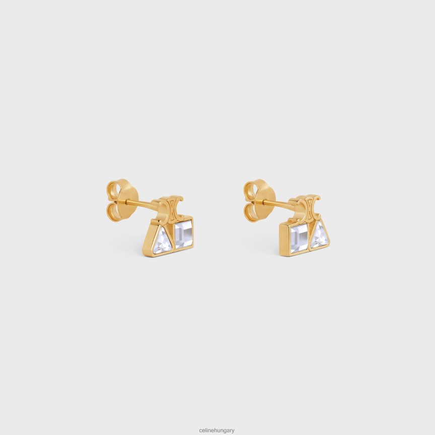 kiegészítők CELINE geometrikus sárgaréz fülbevalók bevonattal és strasszal Arany nők J6P4881267