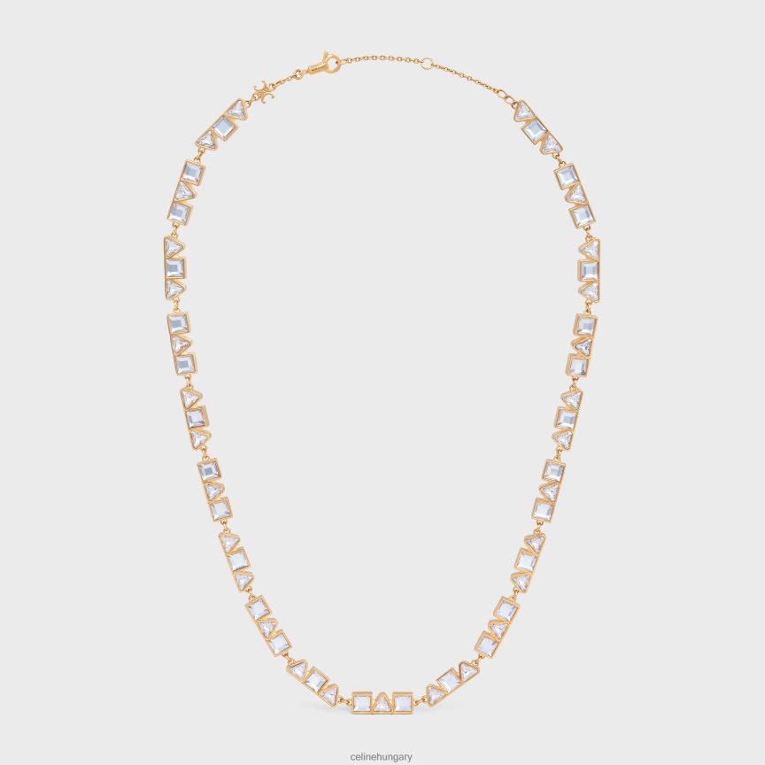 kiegészítők CELINE geometrikus sárgaréz nyaklánc, bevonattal és strasszal Arany nők J6P4881265