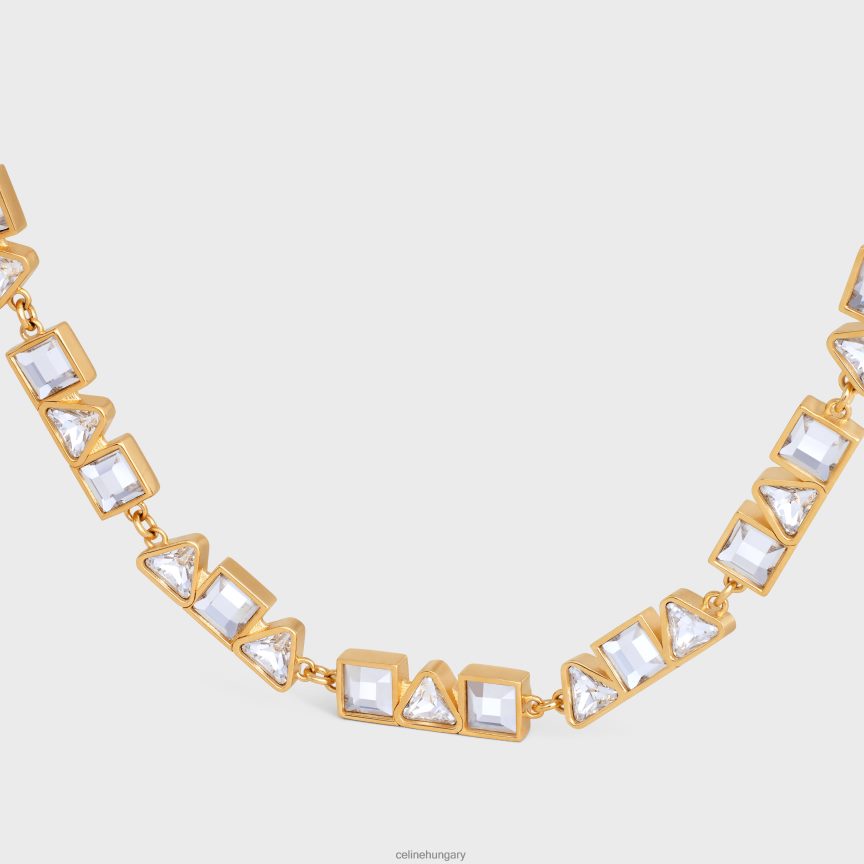 kiegészítők CELINE geometrikus sárgaréz nyaklánc, bevonattal és strasszal Arany nők J6P4881265