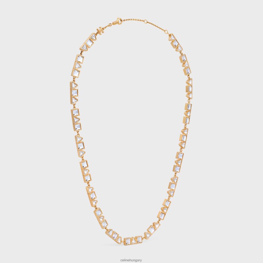 kiegészítők CELINE geometrikus sárgaréz nyaklánc, bevonattal és strasszal Arany nők J6P4881265