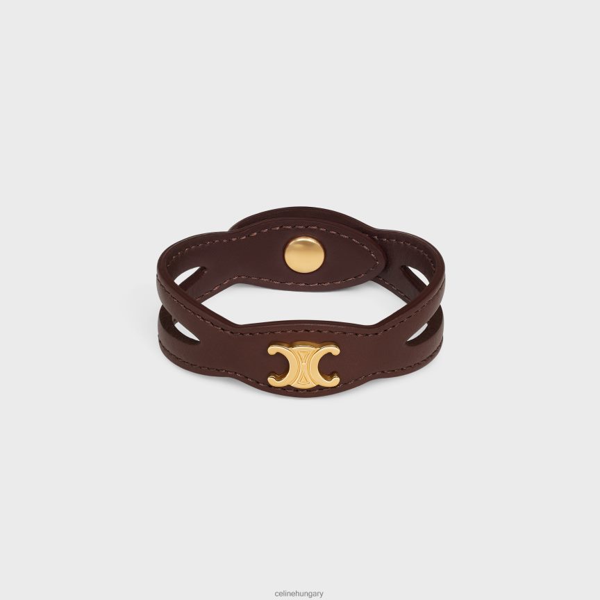 kiegészítők CELINE les cuirs karkötő borjúbőrből és sárgarézből, arany bevonattal arany/gesztenye nők J6P4881258