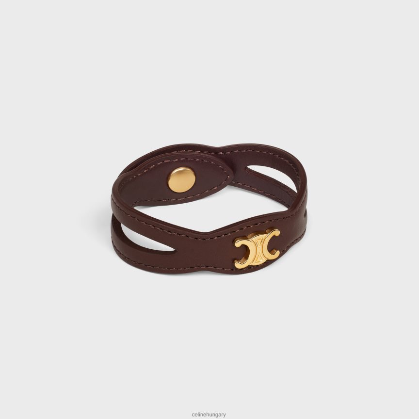 kiegészítők CELINE les cuirs karkötő borjúbőrből és sárgarézből, arany bevonattal arany/gesztenye nők J6P4881258