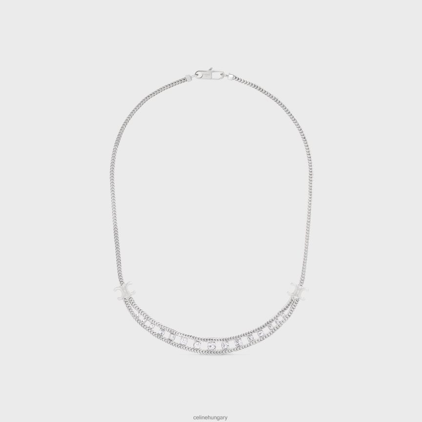 kiegészítők CELINE margarétás rövid sárgaréz nyaklánc ródium bevonattal és strasszal ezüst nők J6P4881354