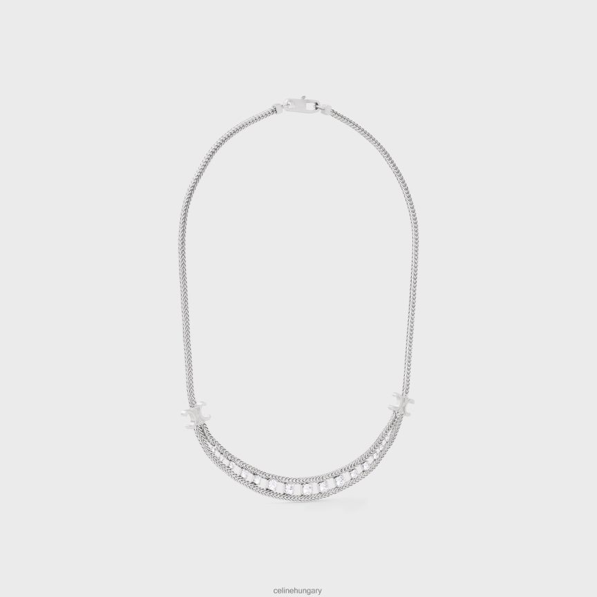 kiegészítők CELINE margarétás rövid sárgaréz nyaklánc ródium bevonattal és strasszal ezüst nők J6P4881354