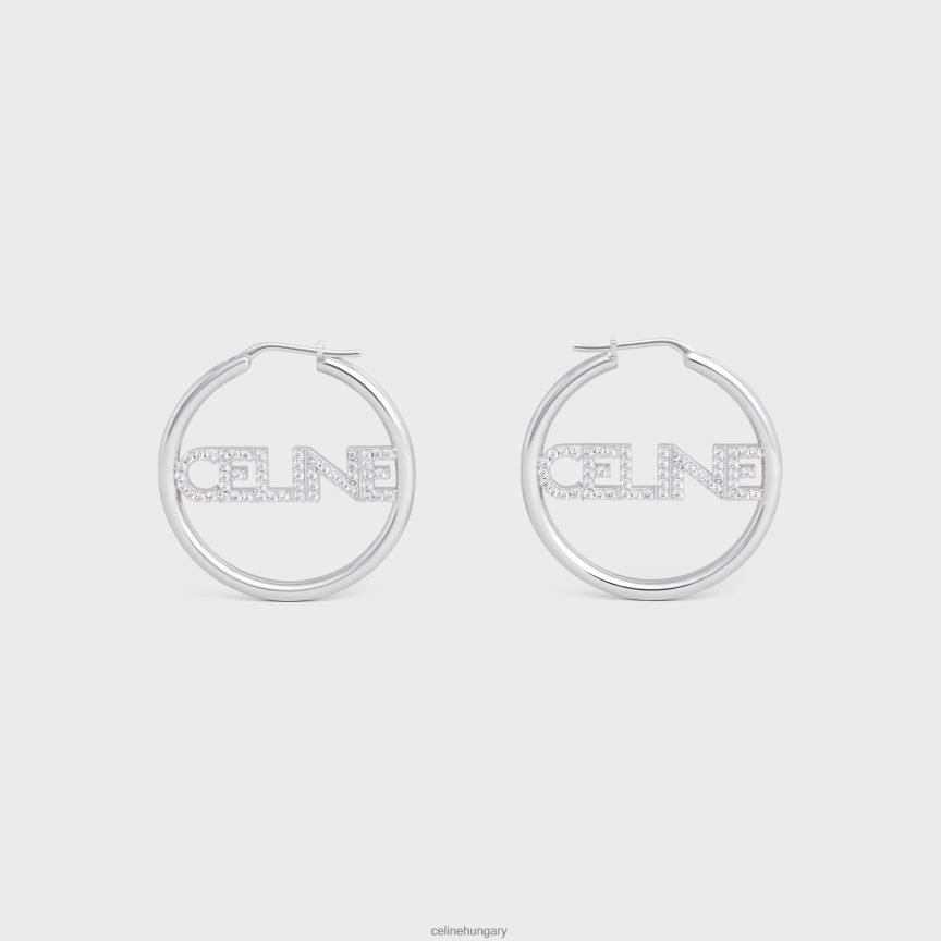 kiegészítők CELINE monochroms strassz karika sárgarézből ródium bevonattal és kristályokkal ezüst nők J6P4881253