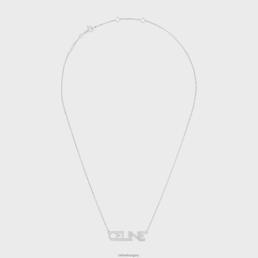 kiegészítők CELINE monochroms strassz nyaklánc sárgarézből ródium bevonattal és kristályokkal ezüst nők J6P4881251