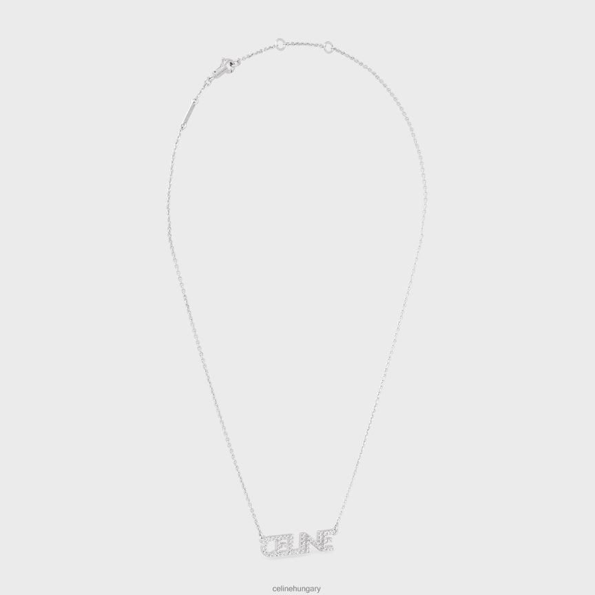 kiegészítők CELINE monochroms strassz nyaklánc sárgarézből ródium bevonattal és kristályokkal ezüst nők J6P4881251
