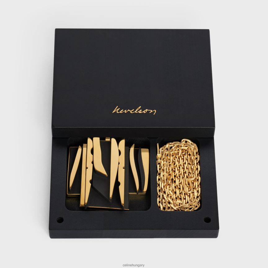 kiegészítők CELINE nevelson projekt nyaklánc vermeil & tölgy fából arany/fekete nők J6P4881362