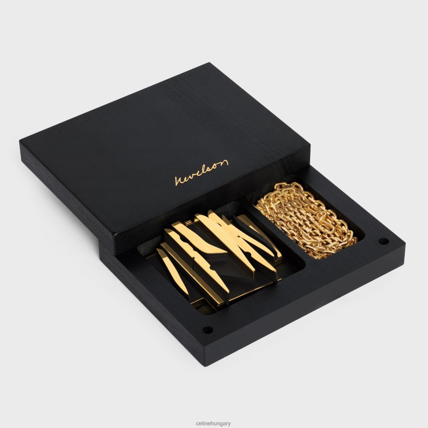 kiegészítők CELINE nevelson projekt nyaklánc vermeil & tölgy fából arany/fekete nők J6P4881362