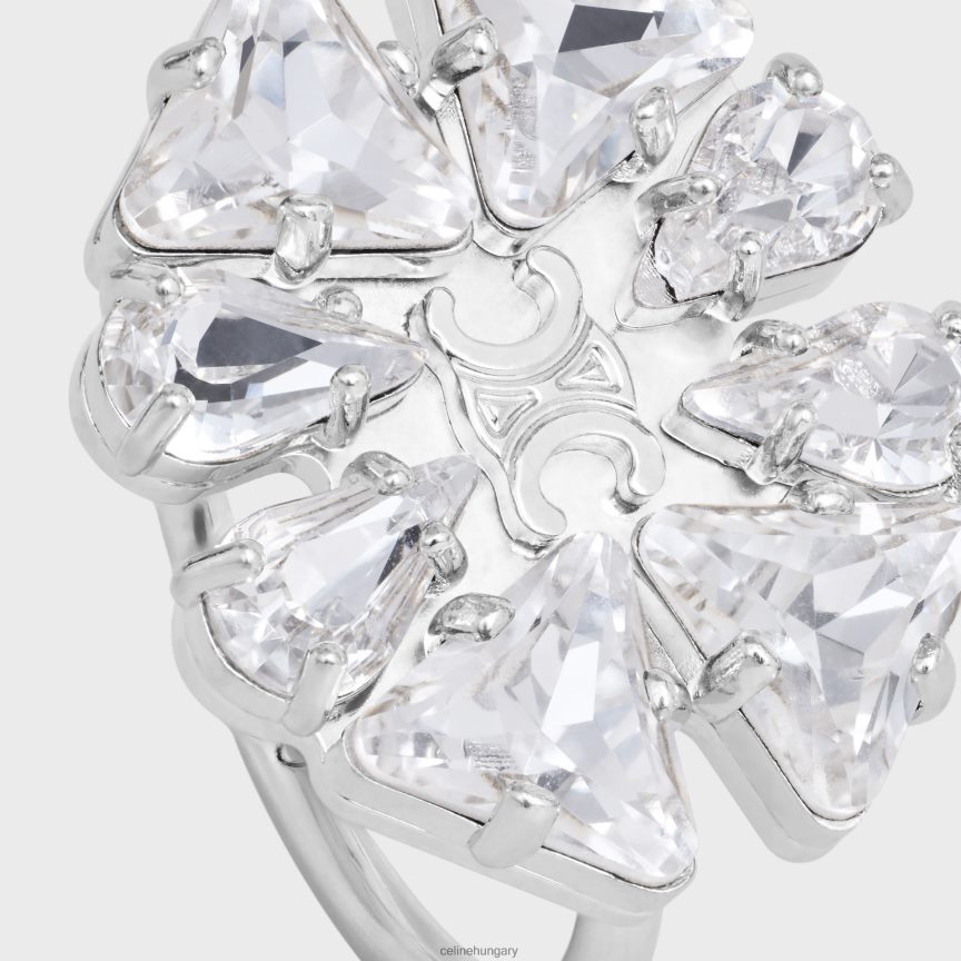 kiegészítők CELINE százszorszép gyűrű sárgarézből ródium bevonattal és strasszal ezüst nők J6P4881374