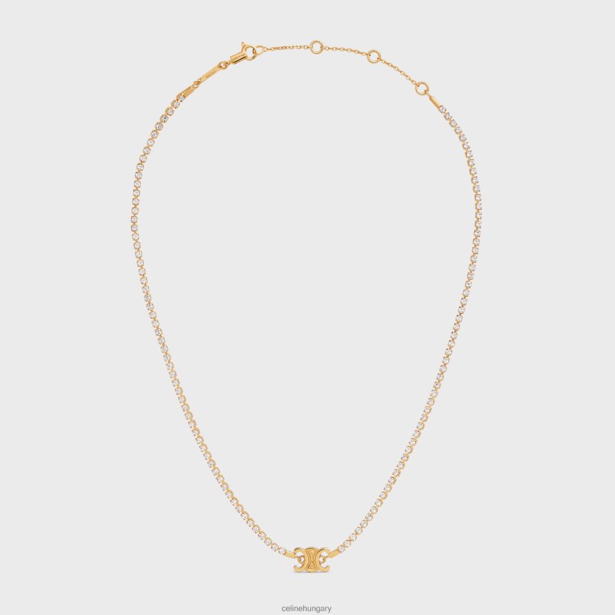 kiegészítők CELINE triomphe csillogó nyaklánc sárgarézből, bevonattal és strasszal Arany nők J6P4881274