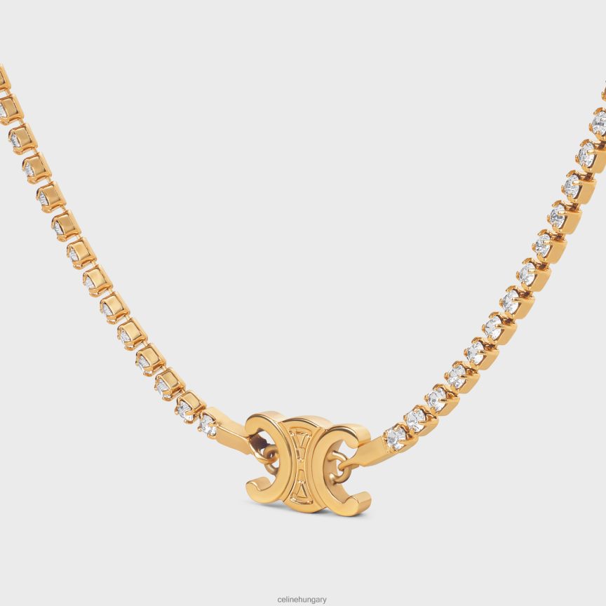 kiegészítők CELINE triomphe csillogó nyaklánc sárgarézből, bevonattal és strasszal Arany nők J6P4881274