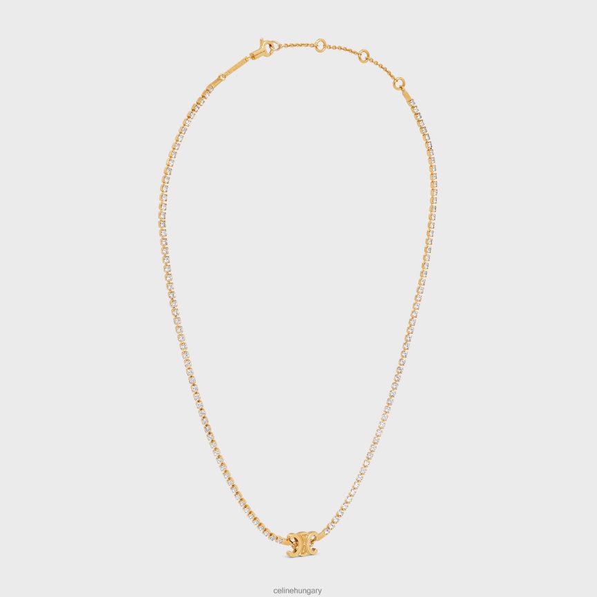 kiegészítők CELINE triomphe csillogó nyaklánc sárgarézből, bevonattal és strasszal Arany nők J6P4881274