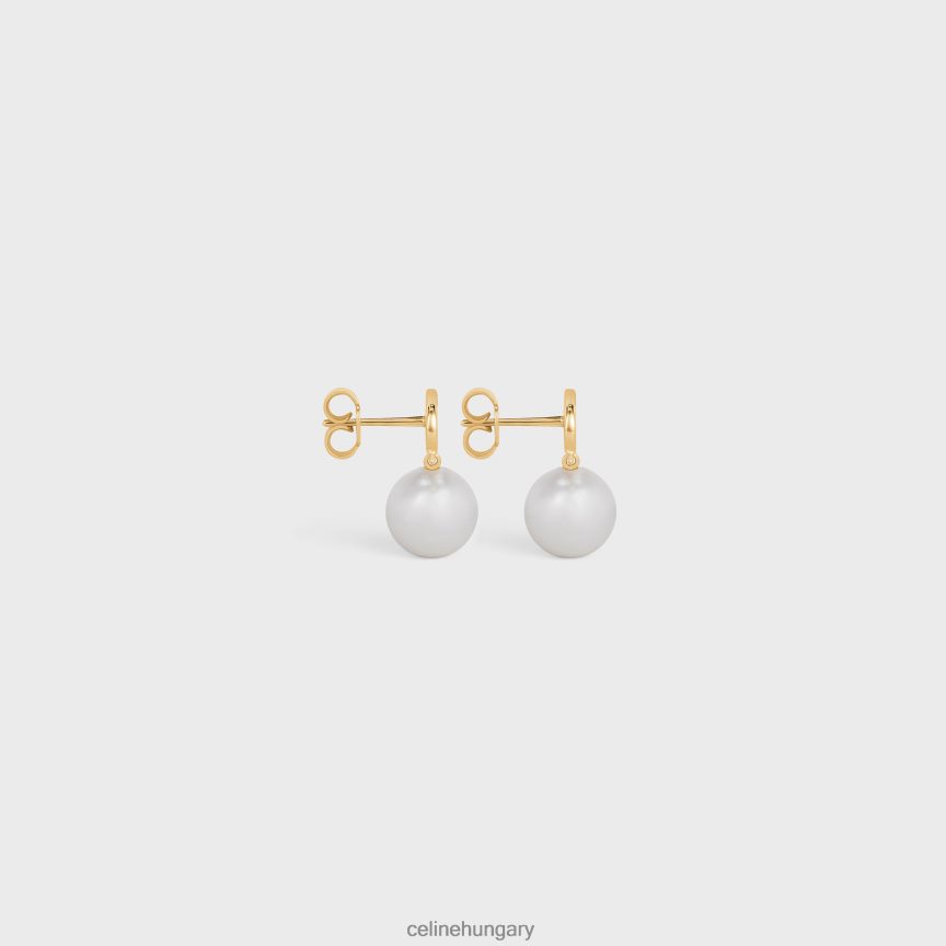 kiegészítők CELINE triomphe gyöngy fülbevaló sárgarézből arany bevonattal és üveggyöngyökkel arany / elefántcsont nők J6P4881272