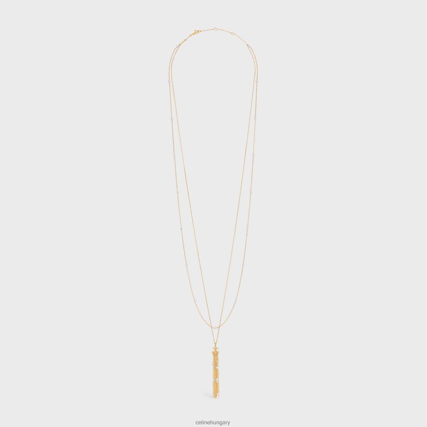 kiegészítők CELINE triomphe gyöngy sautoir sárgarézből, arany bevonattal és gyantagyöngyökkel arany / elefántcsont nők J6P4881280