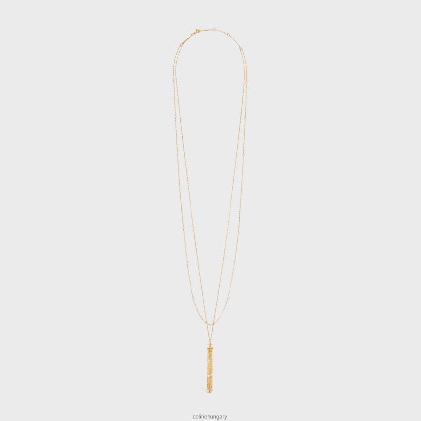 kiegészítők CELINE triomphe gyöngy sautoir sárgarézből, arany bevonattal és gyantagyöngyökkel arany / elefántcsont nők J6P4881280