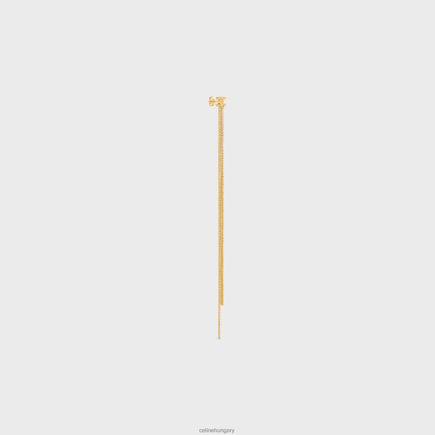 kiegészítők CELINE triomphe hosszú sárgaréz fülbevaló felülettel és strasszal Arany nők J6P4881276