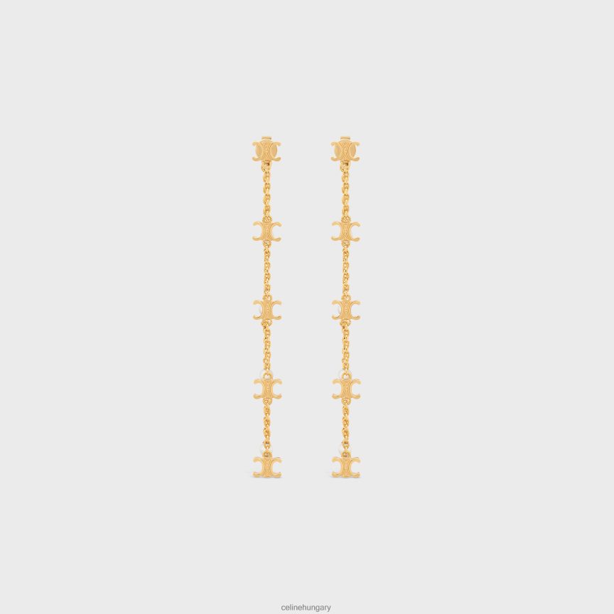 kiegészítők CELINE triomphe hosszú sárgaréz gyöngy fülbevaló arany bevonattal és gyanta gyöngyökkel arany / elefántcsont nők J6P4881283