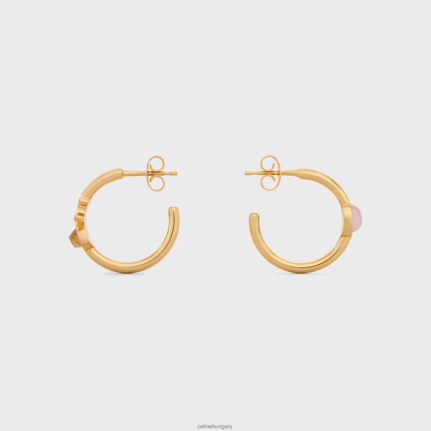 kiegészítők CELINE triomphe indie karika sárgarézből arany bevonattal, rutilált kvarc és rózsaszín kvarc arany/kvarc rutil/rózsaszín qu nők J6P4881288