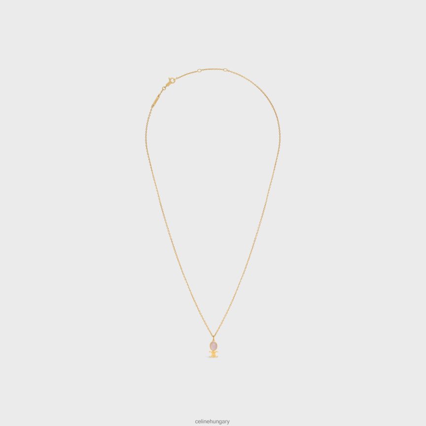 kiegészítők CELINE triomphe indie kis nyaklánc sárgarézből, rózsaszín kvarccal arany és rózsaszín kvarc nők J6P4881284